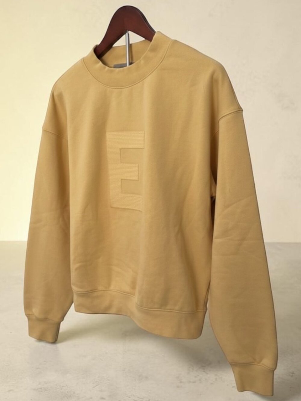 Fear of God Essentials Sweatshirt – Beige Embossed Logo – Size 12
